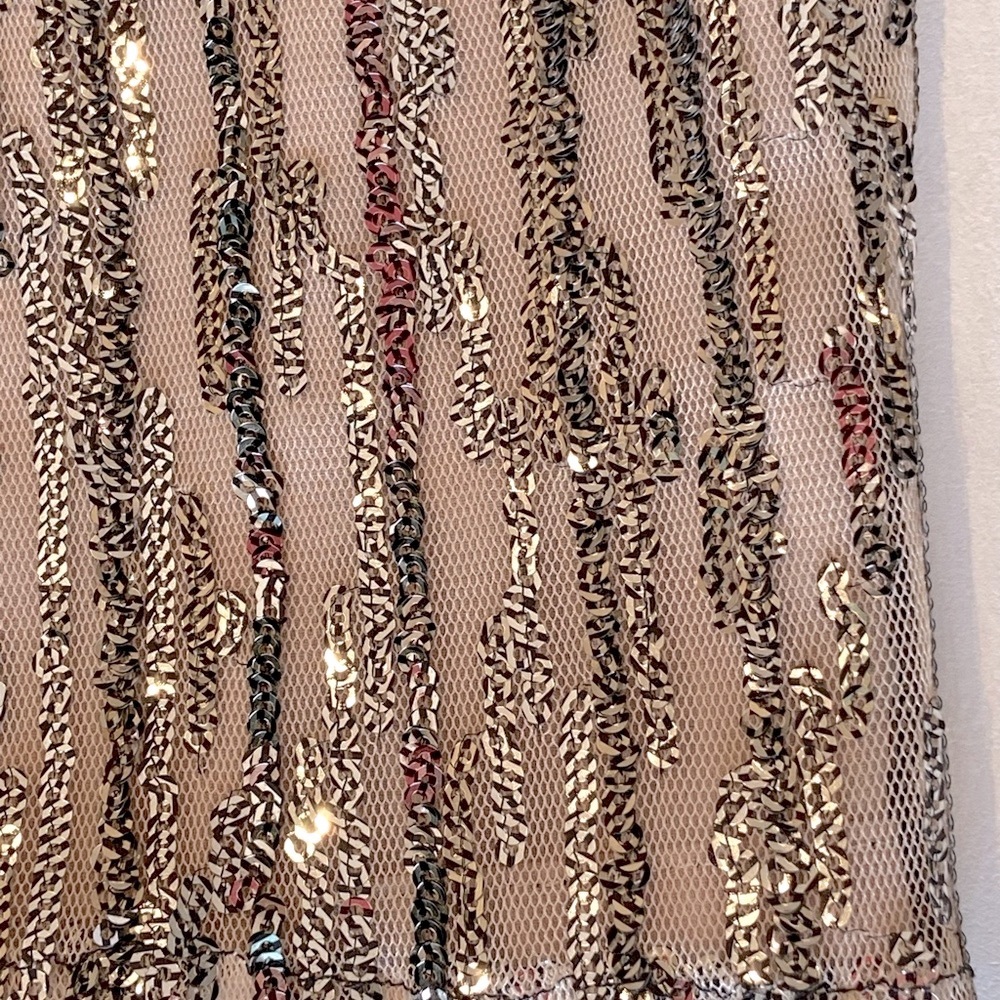 2x🎉HP Anna Sui Anthropologie Metallic Silver Sequin Mini Dress Retrofete Style - Picture 9 of 15